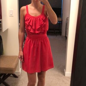 Express pink ruffle detail dress